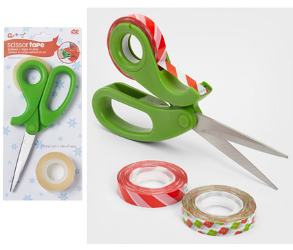 Grif-wrapping paper, scissors, sticky tape and decorations Stock