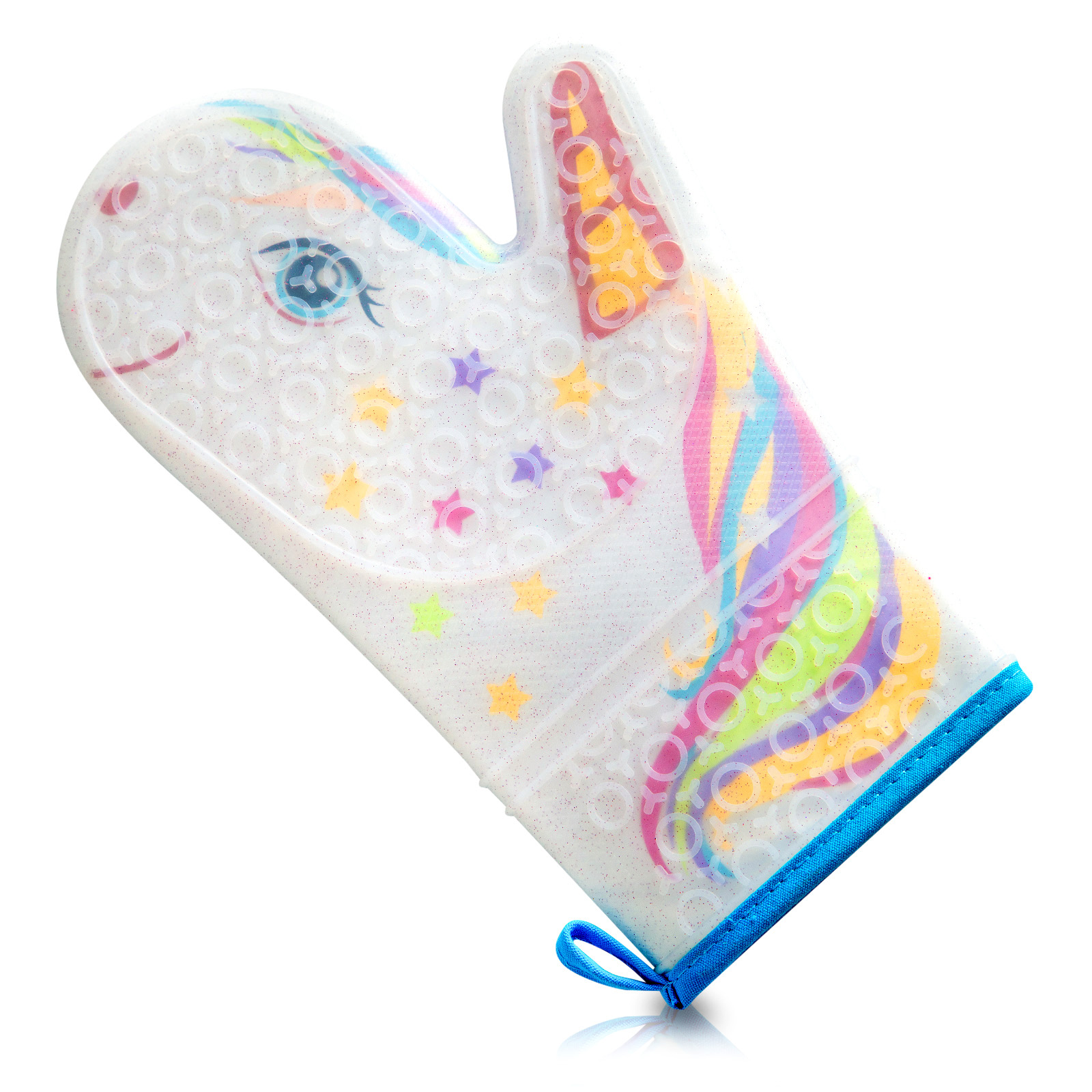 DouZhe Oven Mitts and Pot Holders Sets, Cute Cartoon Sparkle Stars Unicorn  Prints Non-Slip Heat Resistant Kitchen Oven Silicone Glove 