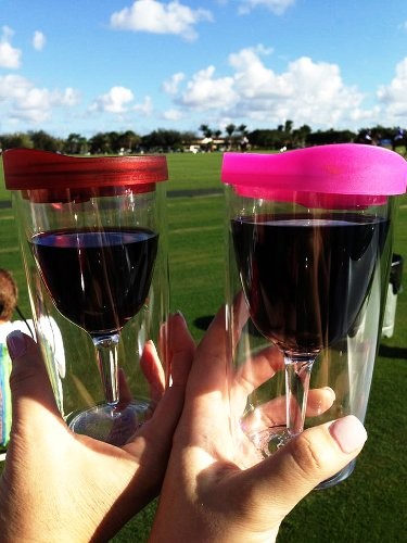 Vino2go Double Wall Insulated Portable Wine Cup - Party Pink